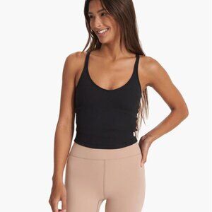 Vuori Rib Crop Tank in Black size Small